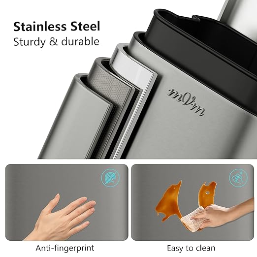 mVm 10.6 Gal Kitchen Trash Can, Step Trash Can with Lid, Smooth Edge Garbage Bin for Home Office (Gray)