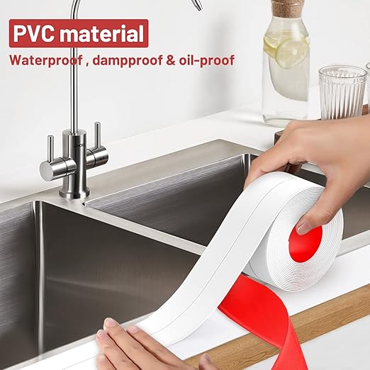 Caulk Tape, 3 Roll Self Adhesive Caulk Strip Waterproof, Caulking Sealant Tape for Kitchen, Countertop, Bathroom, Sink, Shower, Bathtub, Toilet Edge Protector with Sealing Tool (1.5" x 10.5Ft)