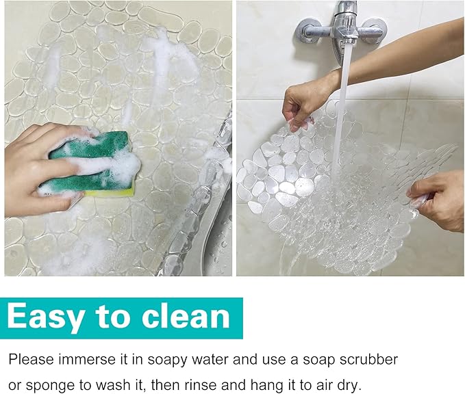 Coopay Kitchen Sink Mat Pebble Protect Mat PVC Eco-friendly Adjustable Stainless steel/ Porcelain Dish Drying Pad Protector for Bottom of Kitchen Sink, 15.8 x 11.8 inches (1 Pack, Clear)