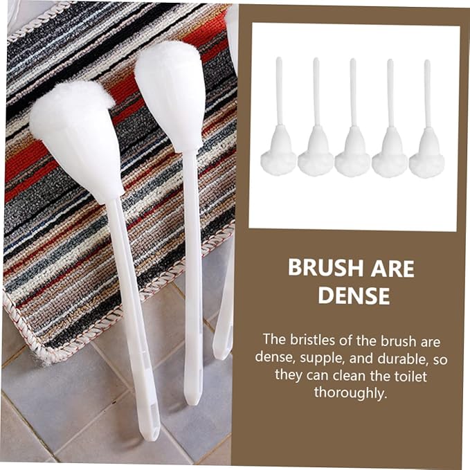 Yardwe 5pcs Soft Brush for Bathroom Bowl Brush and Holder Bathroom Brush Electric Bowl Swab Bathroom Brush Nylon Fiber Grip White Long Handle