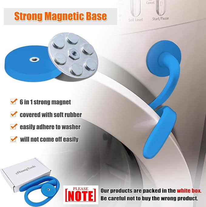 Washer Door Prop for Front Load Washing Machine, Removable Magnetic Washer Door Holder - Flexible Adjustable Washer Door Stopper Keep Washer Door Open to Prevent Odors - Blue