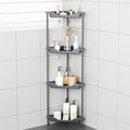 ODesign 4 Tier Corner Shelf Stand for Living Room Bedroom Bathroom,Plastic Metal Splicing Ground Cabinet Storage Rack,Standing Shower Organizer,Shower Caddy Corner