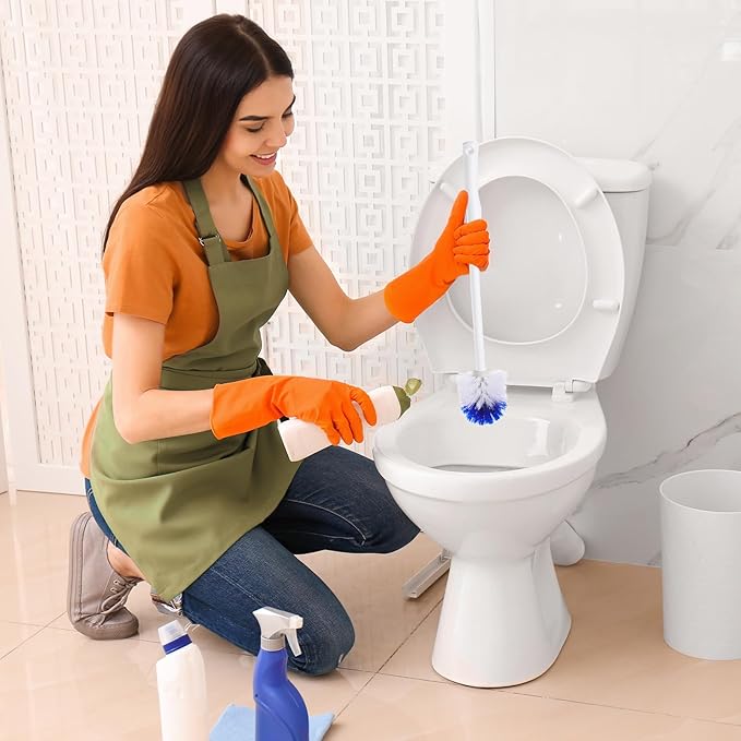15 Pcs 18.5 Inch Toilet Bowl Cleaner Brush Bathroom Long Plastic Handled Cleaning Scrubber with Hook Hole Without Holder for Household Cleaning (Blue,White)