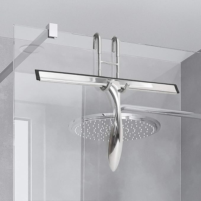 Simtive Shower Door Hooks (3-Pack), Towel Hooks for Bathroom Frameless Glass Door, Shower Squeegee Hooks, Silver
