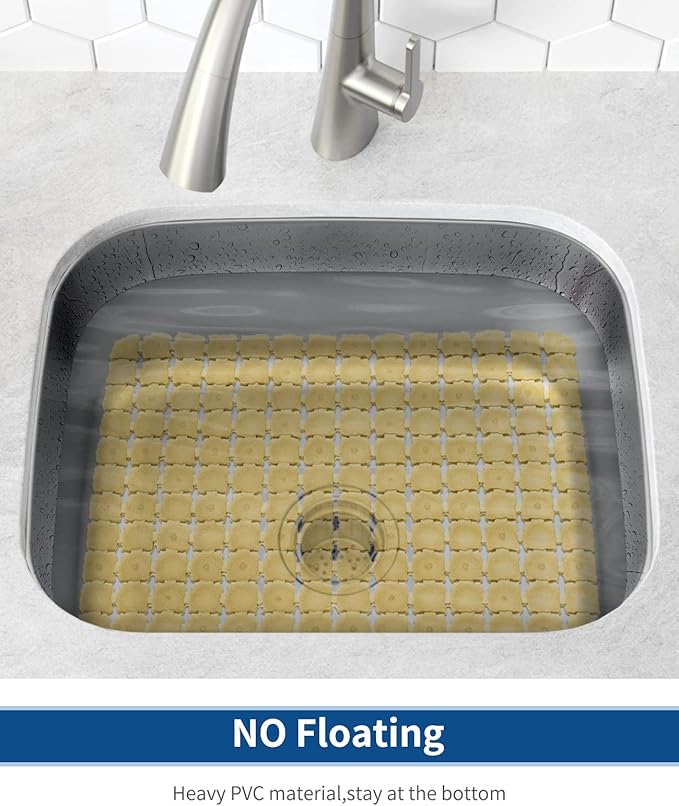 Bligli Sink Mat 2 Pack - 15.7x11.8 inch PVC Protectors for Stainless/Ceramic Sinks, Drain Mats (Brown)
