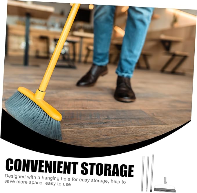 IMIKEYA Rotating Floor Scrub Brush with Long Handle Shaped Corner Seam Cleaner for Hard to Reach Tiles and Grout in Bathroom Kitchen Shower Garage and Patio Cleaning