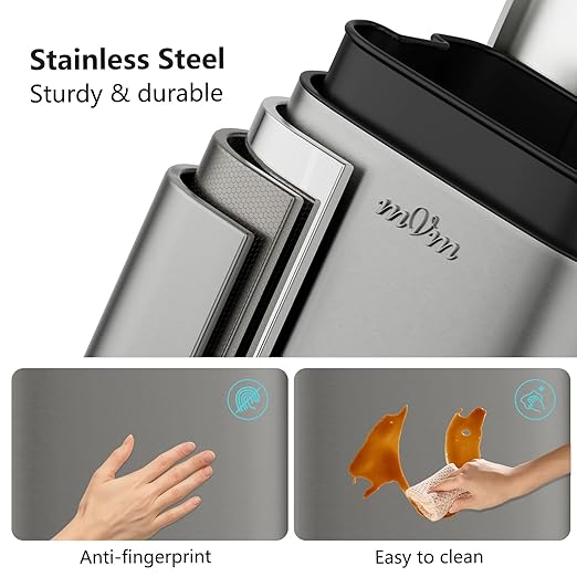 mVm Kitchen Trash Can, 5.3 Gal Trash Can with Lid, Smooth Edge Step Garbage Bin for Home Kitchen Office (Gray)