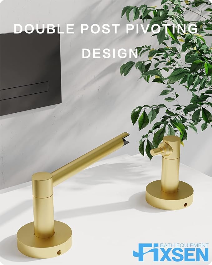 Gold Toilet Paper Holder Bathroom Double Post Pivoting Tissue Roll Holder Stainless Steel and Zinc Alloy Wall Mount Detachable (Gold)