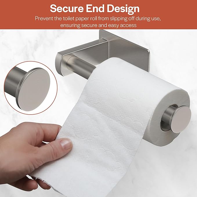 Toilet Paper Holder, Self-Adhesive Toilet Paper Roll Holder for Bathroom and Washroom, No-Drill SUS 304 Stainless Steel