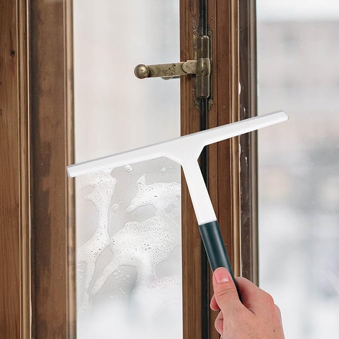 VALICLUD Wide Handheld Window Squeegee for Car and Shower Glass Cleaning, Green Glass Wiper with Sturdy Rubber Blade, Portable Bathroom and Windshield Cleaning Tool for Home Use