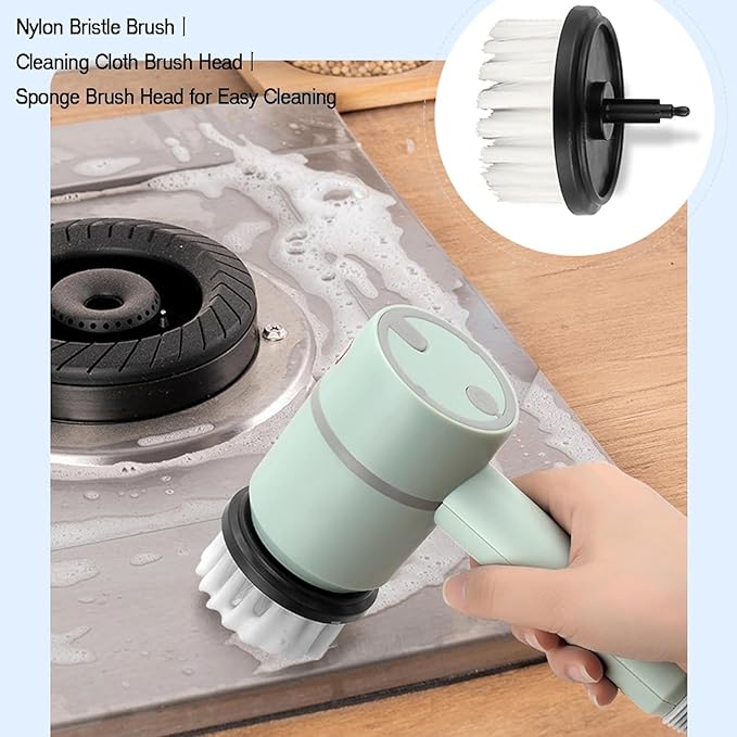 The Dish Buddy, Dish Buddy Electric, Dish Buddy Electric Spin Scrubber, 360° Rotating Multifunctional Cordless Electric Cleaning Brush, with 3 Replaceable Brush Heads, for Kitchen Bathroom (Green)