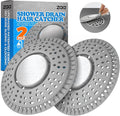 zaa Shower Drain Hair Catcher - Drain Protector & Shower Drain Cover for Regular Floor Drains of Shower Room, Bathroom, Upgraded 2Pack Premium Silicone & 304 Stainless Steel, Gray