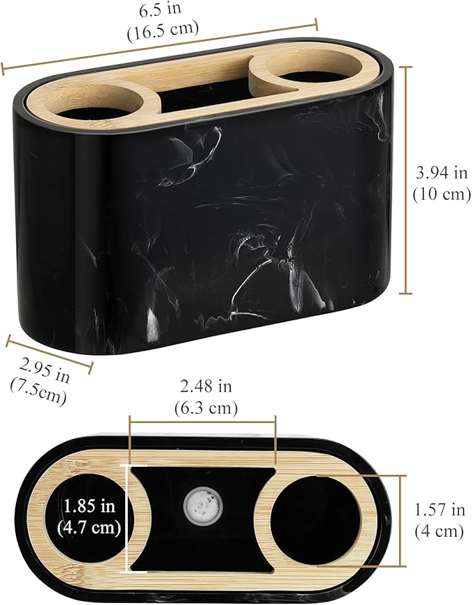 Shinowa Toothbrush Holder,Premium Toothbrush Organizer,Bathroom Storage Organizer for Electric Toothbrush, Toothpaste, Razor, Comb, Ink Black