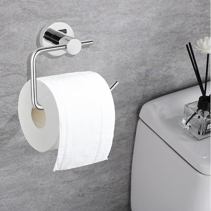 Toilet Paper Holder, Premium 304 Stainless Steel Paper Towel Holder, Toilet Paper Roll Dispenser Bathroom 5.5" TP Holder for Kitchen Washroom (Chrome)