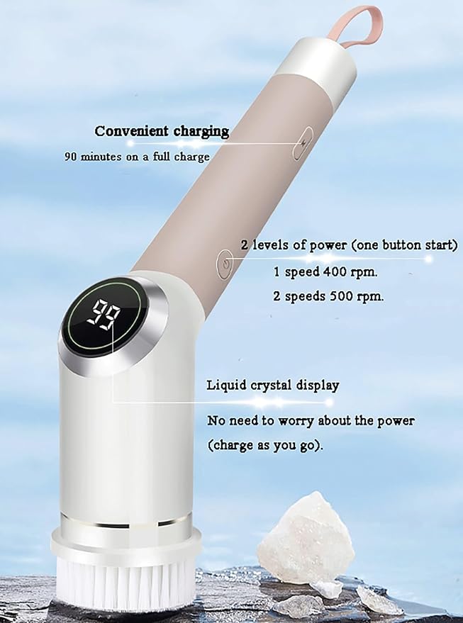 Cordless Power Scrubber, Electric Cleaning Brush with 7 Replaceable Brush & Djustable Stretchable Arm, Bathroom Shower Bathtub Glass Car Portable Electric Spin Scrubber Set