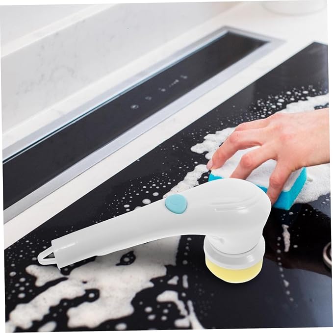 Alipis Multi-Function Cordless Electric Scrubber Cleaning Brush with Interchangeable Heads for Bathroom and Kitchen Lightweight and Design for Easy Use