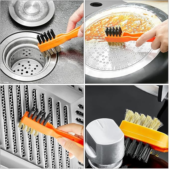2pcs Multipurpose Seam Cleaning Brush with Stiff Bristles for Tile Window Groove and Floor Cleaning for Bathroom Kitchen and Window Tracks