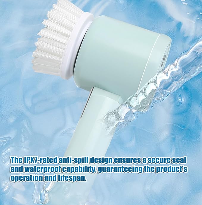 Electric Spin Scrubber,Cordless Rechargeable Shower Scrubber with 3 Replaceable Cleaning Brush Heads for Bathroom/Kitchen/Floor/Tile,B