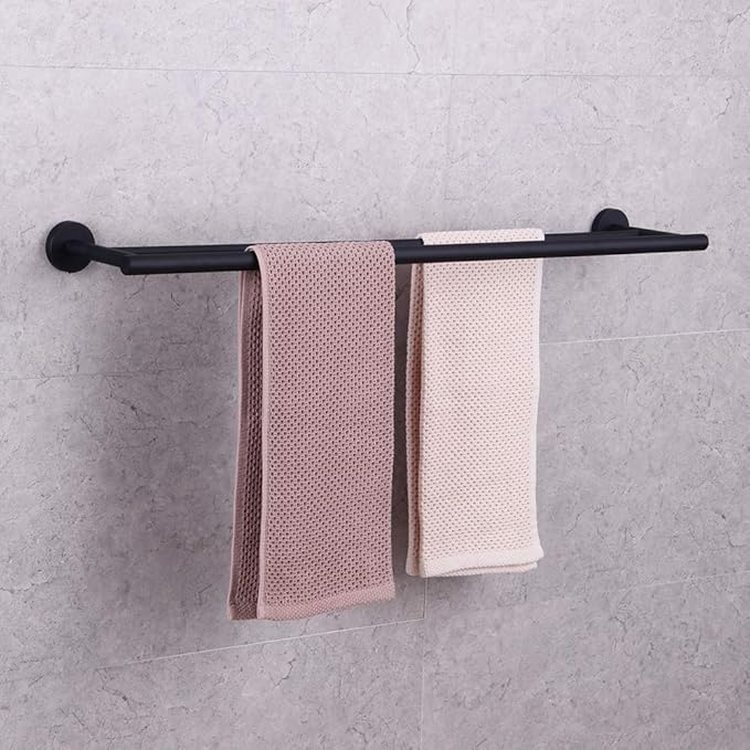 GERZWY 30-Inch Bathroom Double Towel Bar SUS 304 Stainless Steel Bath Towel Bar Matte Black Modern Style Wall Mount AG1102C75-BK
