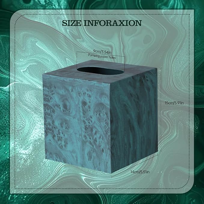 Metal Square Tissue Box lid, Modern Facial Tissue Holder for Bathroom Vanity Tops, Bedroom Dressers, Nightstands, Desks, Offices (Deep Emerald Green)