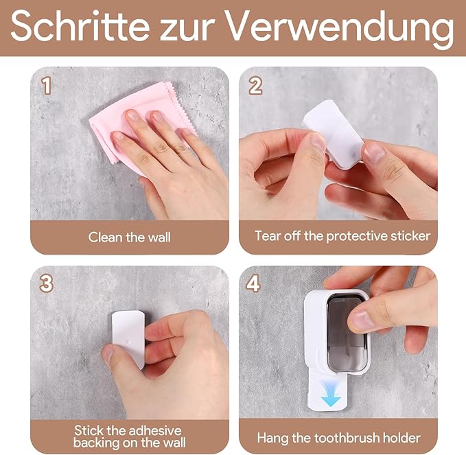 4 PCS Toothbrush Holder Wall Mounted with Cover, Electric Toothbrush Holders for Bathroom (Single-Slot Design), Moisture-Proof and Dust-Proof Organizer for Home and Travel Use(Gray,Brown)