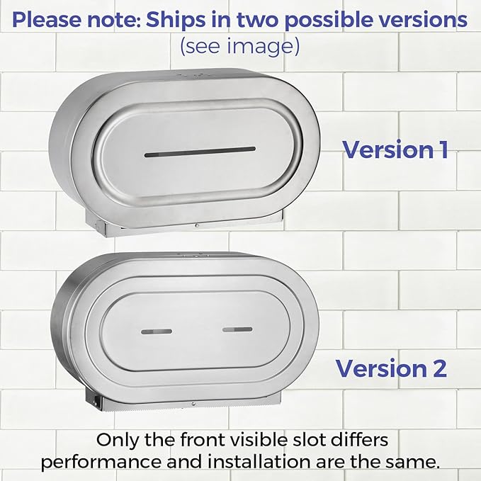 Stainless Steel Twin Jumbo Toilet Paper Dispenser Wall Mount, 9" Commercial Double Roll Holder, Industrial Tissue Dispenser with Key Lock, Satin Finish