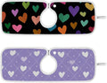 2 PCS Kitchen Sink Splash Guard 14.9 Inch Faucet Mat for Kitchen Sink Bathroom Sink Faucet Absorbing Drip Drain Mat Pad Microfiber Soft Washable Valentine Purple Colorful Hearts