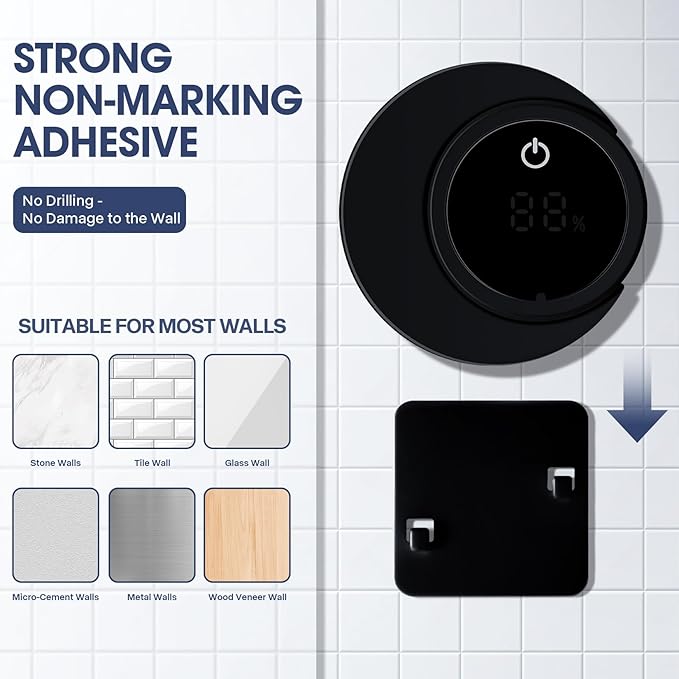Toothbrush Holders Cleaner & Dryer for Bathroom,Wall Mounted Toothbrush Holder Case with LED Smart Screen,Toothbrush Cleaner with Auto Inductive Open/Close Cover for Home Travel (Black)