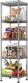 5 Shelf-Wire Shelving Metal Shelves Storage Rack:Adjustable Storage Shelves Standing Shelf Units and Narrow Shelf for Laundry Bathroom Kitchen Pantry Closet Office 12''Wx12''Dx49''H Chrome