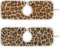2 PCS Kitchen Sink Splash Guard 14.9 Inch Faucet Mat for Kitchen Sink Bathroom Sink Faucet Absorbing Drip Drain Mat Pad Microfiber Soft Washable Brown Leopard Print