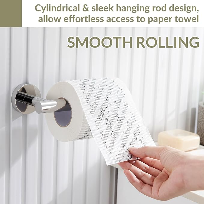 Toilet Paper Holder Polished Chrome, APLusee 304 Stainless Steel Tissue Roll Hanger, Round TP Roll Dispenser for Bathroom Kitchen Washroom, Wall Mount