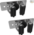 Self Adhesive Broom and Mop Holder Wall Mounted – SUS304 Stainless Steel 2-Slot Organizer with Anti-Slip Rubber Grips, 25lb Load, Adjustable for 0.6–1.4" Handles, Garage Kitchen Bathroom Use, 2 Pcs