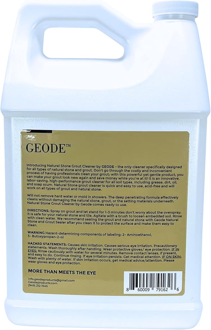 GEODE Natural Stone Grout Cleaner for tile floors - non-damaging, deep cleaner safe for Marble, Limestone, Travertine, Ceramic - Industrial Strength Tile, Stain Remover, Powerful Formula (Gallon)