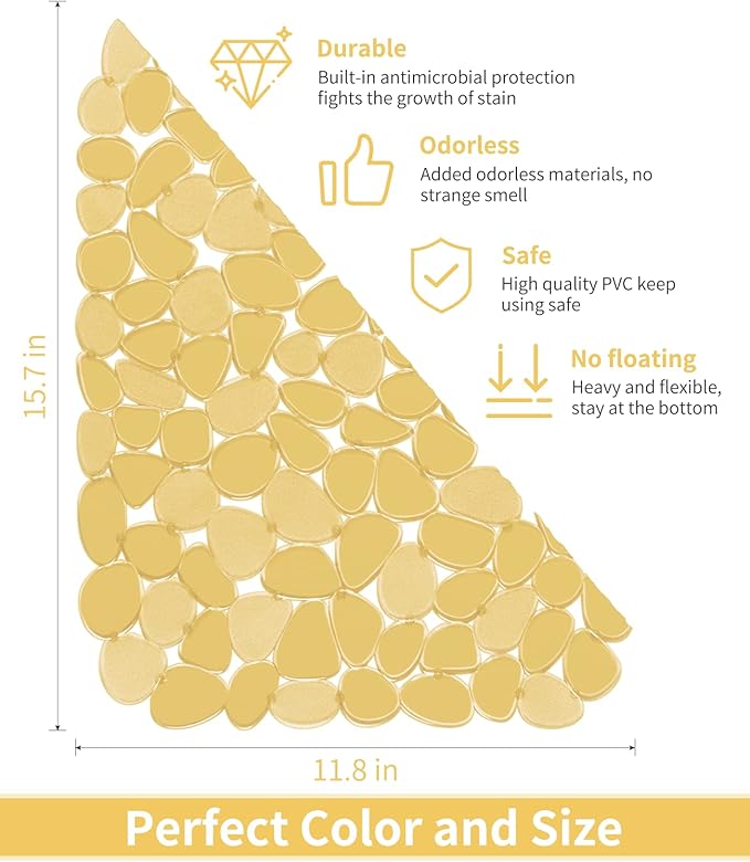 Bligli Pebble Sink Mat for Stainless Steel/Ceramic Sinks, 2 Pack PVC Sink Protectors Mats for Bottom of Kitchen Sink, Dish Drying Mat for Dishes and Glassware, 15.7 x 11.8 inch, Clear Yellow