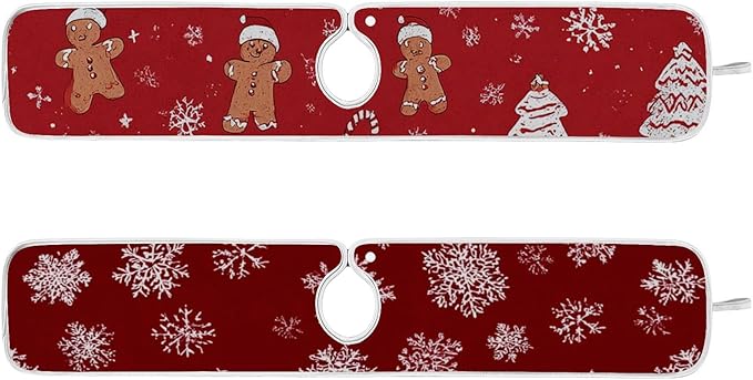2 PCS Kitchen Sink Splash Guard 30 Inch Faucet Mat for Kitchen Sink Bathroom Sink Faucet Absorbing Drip Drain Mat Pad Microfiber Soft Washable Red Christmas Gingerbread Snowflakes
