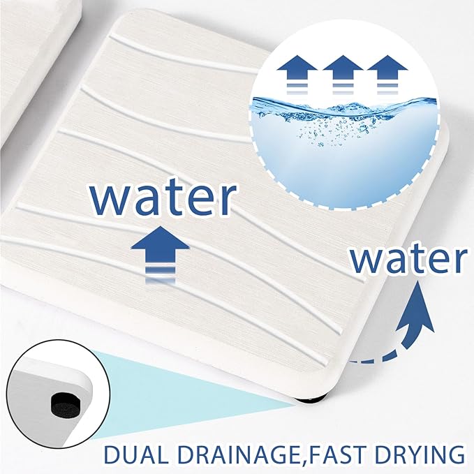 2PCS Water Absorbing Stone Tray, Fast Drying Stone Sink Tray, Water Absorbent Diatomite Trays, Stones Soap Trays, Diatomite Coasters for Kitchen Sink Bathroom Counter, Hand Soap Dish & Holders