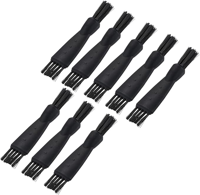 MECCANIXITY Shaver Cleaning Brush Tools Double-Sided Black with 2 Inch Plastic Handle for Keyboard, Window Track, Vent Outlet, Home, Office, 8 Pack
