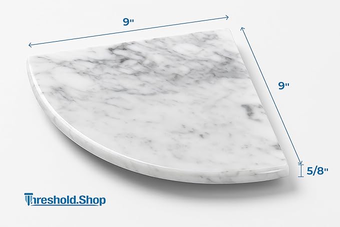 9 Inch Italian White Carrara Marble Corner Shower Shelf Bathroom Caddy, Wall Mounted Shower Shelf, Classic Flatback Design (2)
