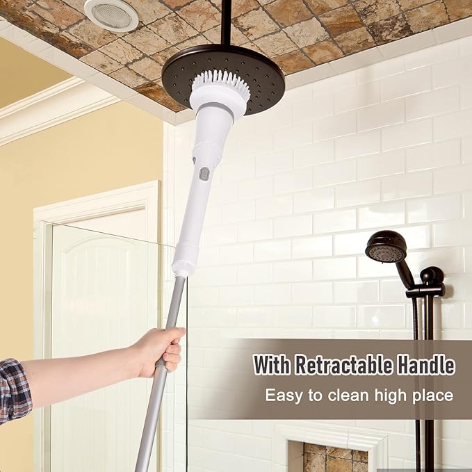 Electric Spin Scrubber, 6 Replaceable Brush Heads Handheld Electric Cleaning Scrubber Quick and Effective Cleaning Cordless Electric Spin Brush for Bathrooms Bathtub Kitchen