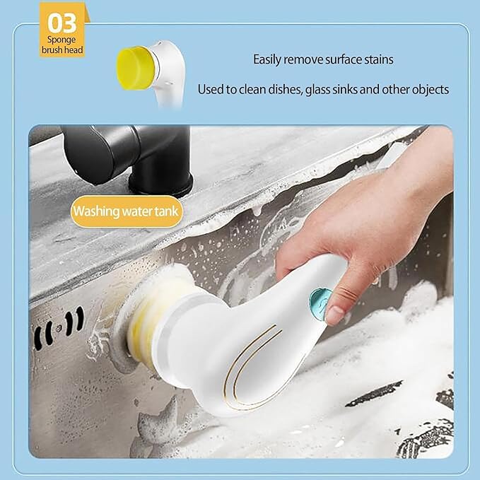 Electric Spin Scrubber, Electric Spin Cleaning Brush with 5 Brush Heads - USB Rechargeable Cordless Cleaning Tools - Electric Spin Cleaning Brush Suitable for Bathroom Wall Tiles Floor Bathtub Kitchen