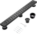 32 Inch Linear Shower Drain, Matte Black Shower Drain, Removable Grate, 304 Stainless Steel, Easy to Install and Clean for Bathrooms (Drain Base Not Included), LSD-08A-32B
