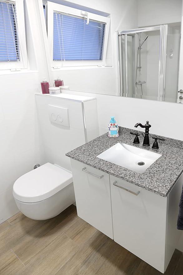 MSI Argento Grigio Vanity Top with Under Mount Rectangle Ceramic Sinks, Engineered Granite Stone, 4" CC Faucet Holes, 37"X22"