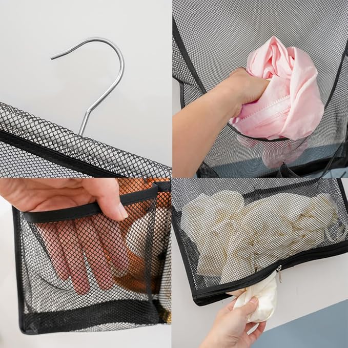 Jelier Hanging Bath Toy Storage Organizer,Mesh Shower Caddy with Hanger,Toy Storage Net Bag for Kids Bathroom Decor Bedroom (black)