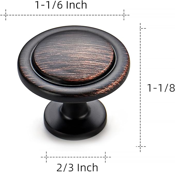 Ravinte 10 Pack 1-1/4 Inch Kitchen Cabinet Knobs Oil-Rubbed Bronze Zinc Pulls Door Handles for Dresser Drawers
