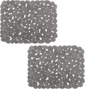 Bligli Pebble Sink Mat for Stainless Steel/Ceramic Sinks, 2 Pack PVC Sink Protectors Mats for Bottom of Kitchen Sink, Dish Drying Mat for Dishes and Glassware, 15.7 x 11.8 inch, Grey