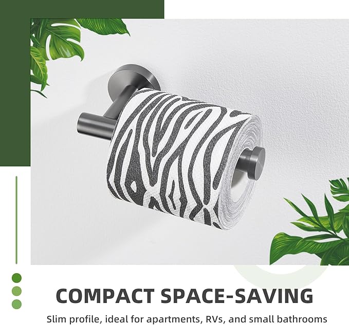APLusee Toilet Paper Holder Gun Gray 304 Stainless Steel, Rustproof & Waterproof, Heavy-Duty Wall Mounted Holder, Space-Saving Storage for Modern Bathrooms