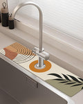 Patterned Sink Faucet Mat Kitchen Splash Guard Super Absorbent Drying Mat, Non-Slip Drain Pad for Kitchen Counter or Bathroom-24x5.5in