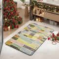 MontVoo -Bath Mat-Non Slip Thin Bathroom Rugs Fit Under Door- Quick Dry Absorbent Faux Suede Surface Grey Bathroom Floor Mats-Shower Rug for in Front of Bathtub Shower Colorful Plaid 17x27.5