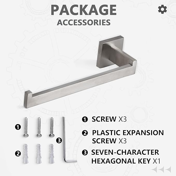 LANC Left Side Bathroom Hand Towel Holder Brushed Nickel Hand Towel Bar 10 Inche Square Towel Ring for Kitchen Bathroom Wall Mount Stainless Steel Modern Towel Racks Hanger, A8806BN-LF