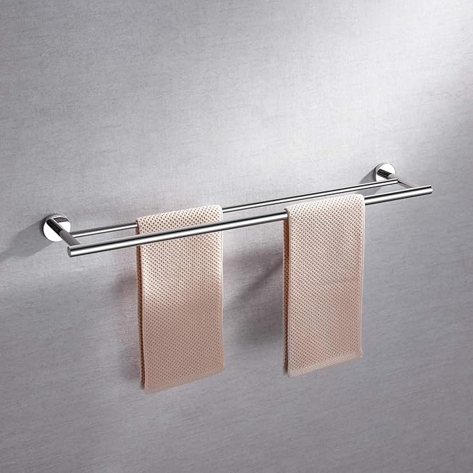 Miyili Double Towel Bar 30-Inch Stainless Steel Bathroom Towel Rack Holder Wall Mount Polished Finish